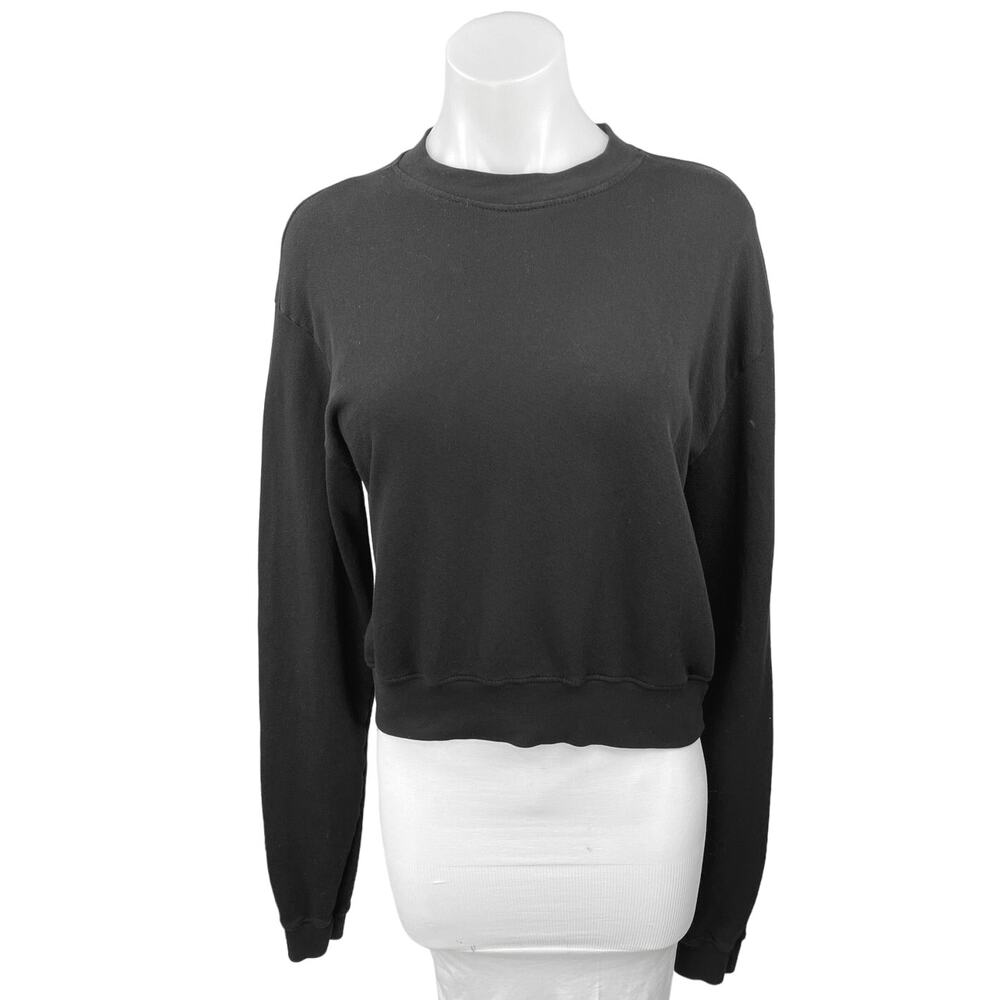 Michael Lauren Women's Black Crew Neck Long Sleeve Sweatshirt Top Size XS